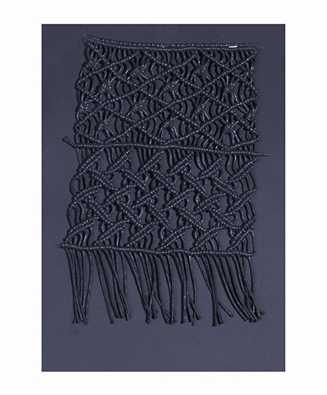 Waxed thread macramè plaited by hand on a loom